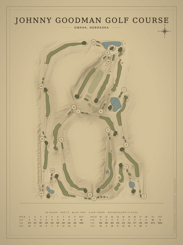 Johnny Goodman Golf Course Map poster