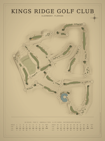 Kings Ridge Golf Club Course Map poster
