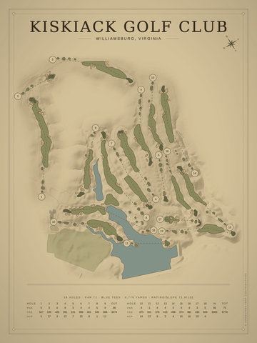 Kiskiack Golf Club Course Map poster
