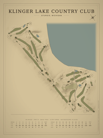Klinger Lake Country Club Course Map poster