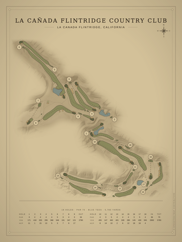 La Cañada Flintridge Country Club Course Map poster