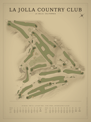 La Jolla Country Club Course Map poster
