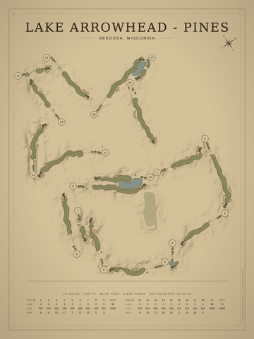 Lake Arrowhead - Pines Course Map poster