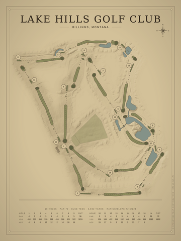 Lake Hills Golf Club Course Map poster