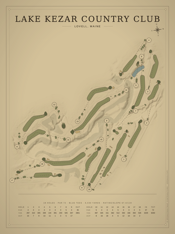 Lake Kezar Country Club Course Map poster