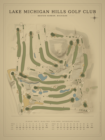 Lake Michigan Hills Golf Club Course Map poster