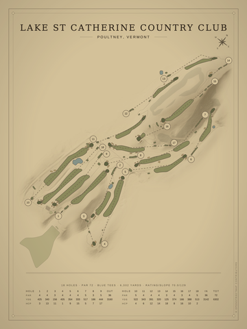 Lake St Catherine Country Club Course Map poster
