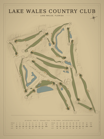 Lake Wales Country Club Course Map poster