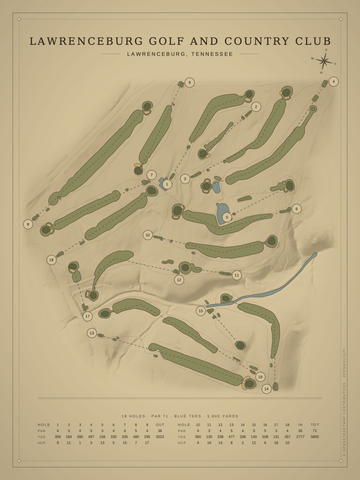 Lawrenceburg Golf and Country Club Course Map poster