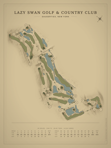 Lazy Swan Golf & Country Club Course Map poster