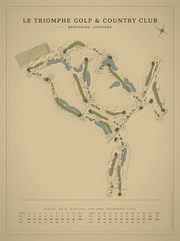 Le Triomphe Golf & Country Club Course Map poster