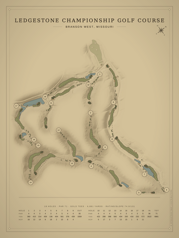 LedgeStone Championship Golf Course Map poster