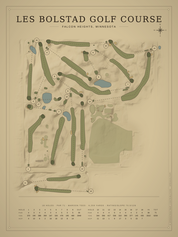 Les Bolstad Golf Course Map poster