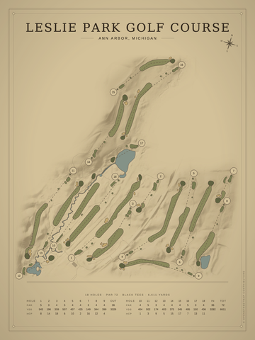 Leslie Park Golf Course Map poster