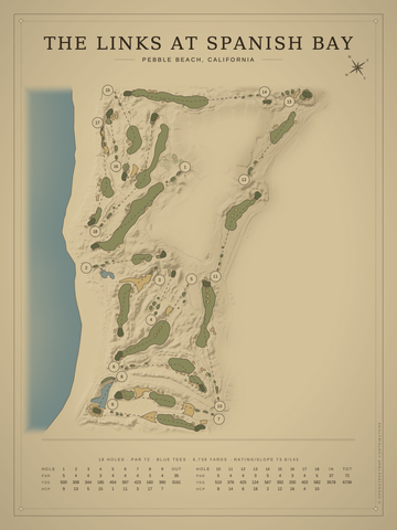 The Links at Spanish Bay Course Map poster