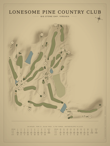 Lonesome Pine Country Club Course Map poster