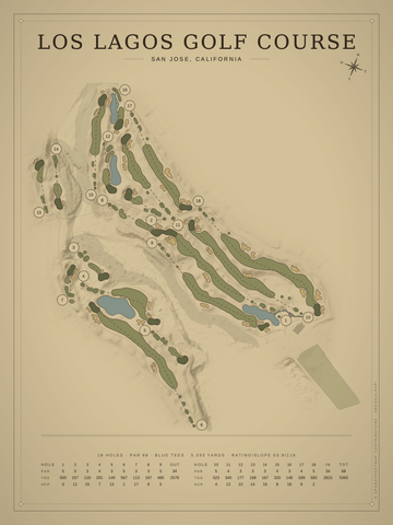 Los Lagos Golf Course Map poster