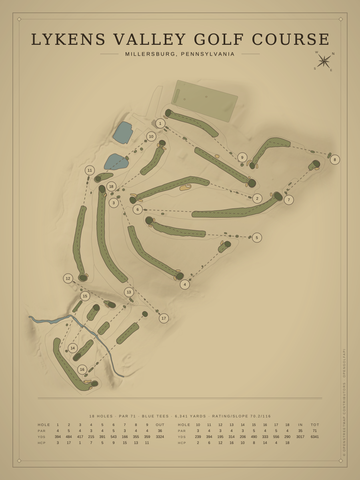 Lykens Valley Golf Course Map poster