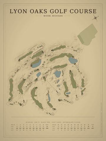 Lyon Oaks Golf Course Map poster