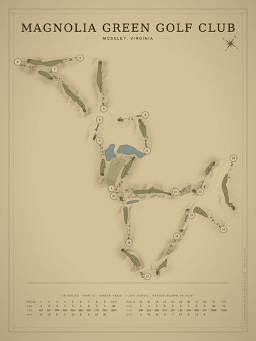Magnolia Green Golf Club Course Map poster