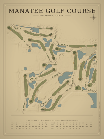 Manatee Golf Course Map poster