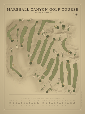 Marshall Canyon Golf Course Map poster