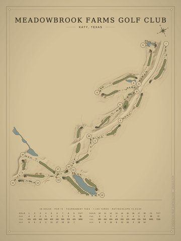 Meadowbrook Farms Golf Club Course Map poster