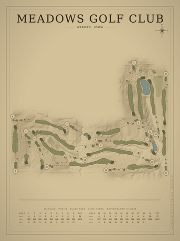 Meadows Golf Club Course Map poster
