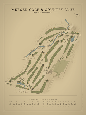 Merced Golf & Country Club Course Map poster