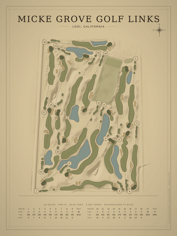 Micke Grove Golf Links Course Map poster