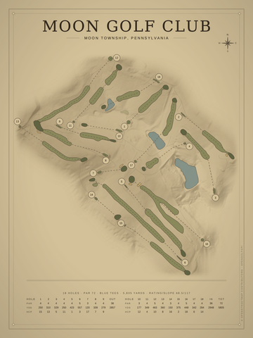 Moon Golf Club Course Map poster