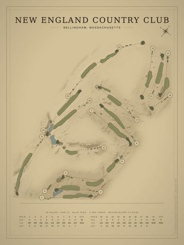 New England Country Club Course Map poster