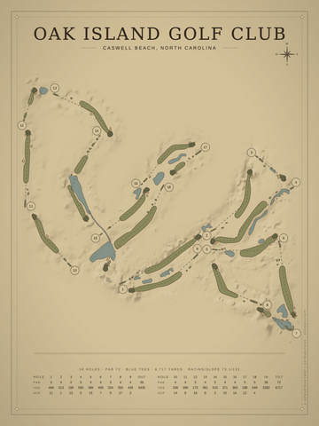 Oak Island Golf Club Course Map poster