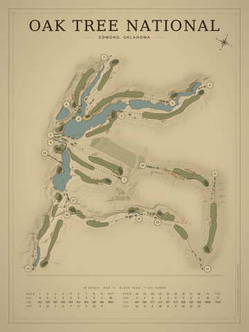 Oak Tree National Course Map poster