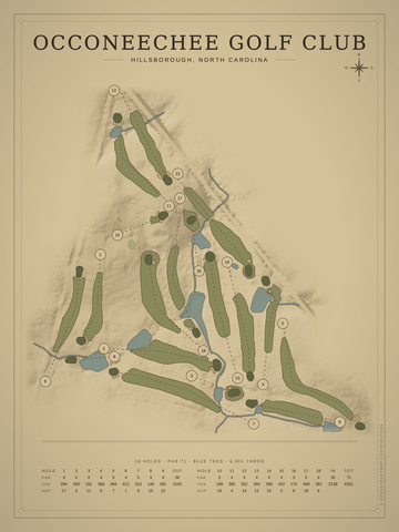 Occoneechee Golf Club Course Map poster
