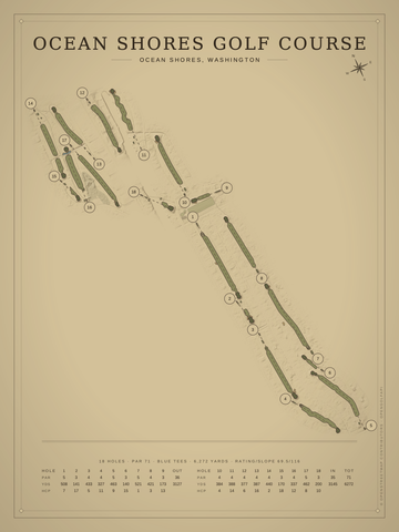 Ocean Shores Golf Course Map poster