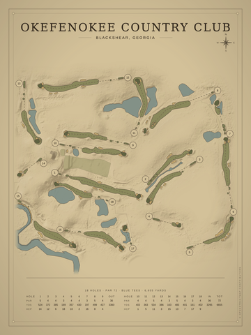 Okefenokee Country Club Course Map poster