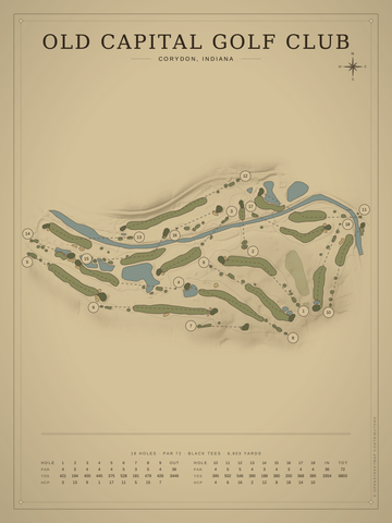 Old Capital Golf Club Course Map poster