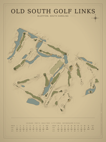 Old South Golf Links Course Map poster