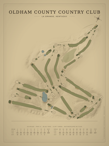 Oldham County Country Club Course Map poster