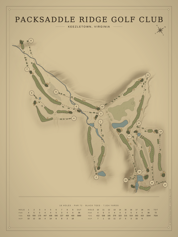 Packsaddle Ridge Golf Club Course Map poster