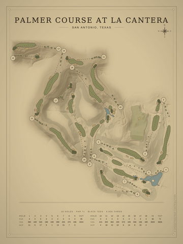 Palmer Course at La Cantera Course Map poster