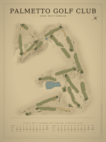 Palmetto Golf Club Course Map poster