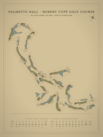 Palmetto Hall - Robert Cupp Golf Course Map poster