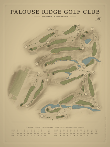 Palouse Ridge Golf Club Course Map poster