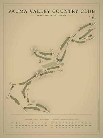 Pauma Valley Country Club Course Map poster