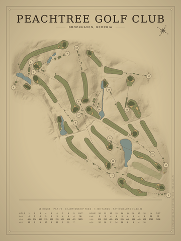 Peachtree Golf Club Course Map poster