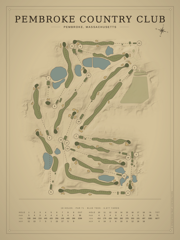 Pembroke Country Club Course Map poster