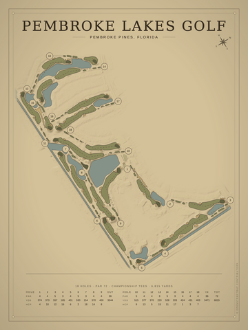 Pembroke Lakes Golf Course Map poster