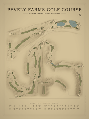 Pevely Farms Golf Course Map poster